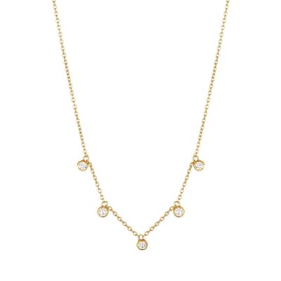 Scattered Stars 5 Diamond Station Necklace (close together) / 9k Rose