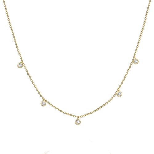Scattered Stars 5 Diamond Station Necklace (spread out) / 9k Rose