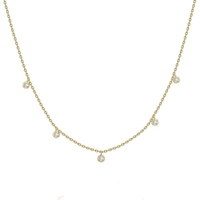 Collana con stelle sparse con 5 diamanti (distesa) / rosa 9k