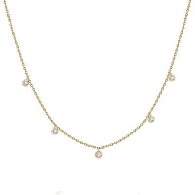 Scattered Stars 5 Diamond Station Necklace (spread out) / 9k White