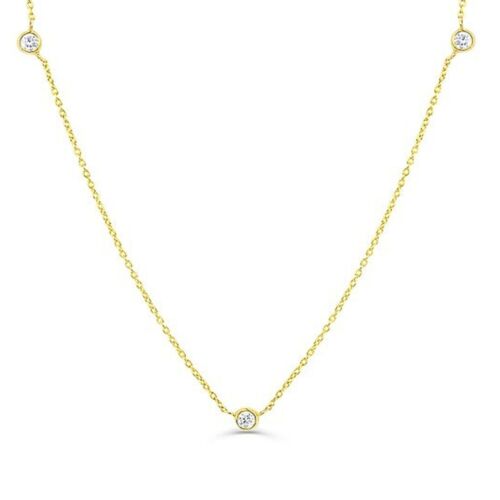 Scattered Stars 3 Diamond Station Necklace / 9k Yellow