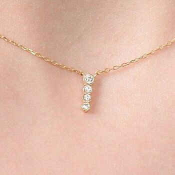 Collier Barre Circinius 4 Diamants / Jaune 14k 2