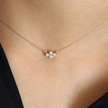 Collier Circinius 4 Diamond Cluster / Blanc 14k 2