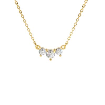 Circinius 3 Diamond Curve bar Pendant Necklace / 14k White