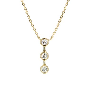Circinius 3 Diamond Bar Pendant Necklace / 14k Yellow
