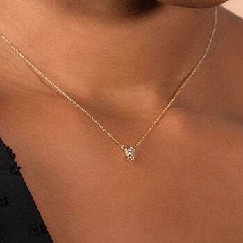 Collier pendentif double diamant Circinius / Blanc 14k 2