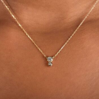 Collier pendentif double diamant Circinius / Blanc 14k 3