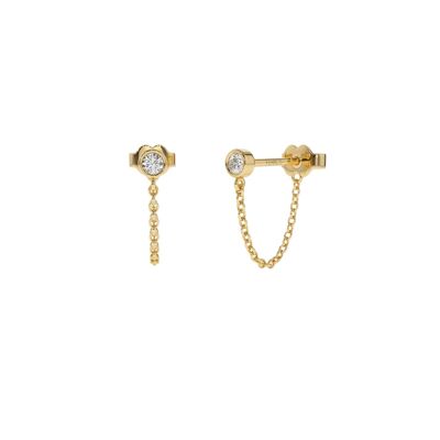 Circinus Diamond Chain Earrings / 14k Yellow