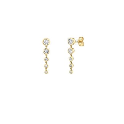 Circinus 5 Diamond Drop Stud Earrings / 14k Yellow
