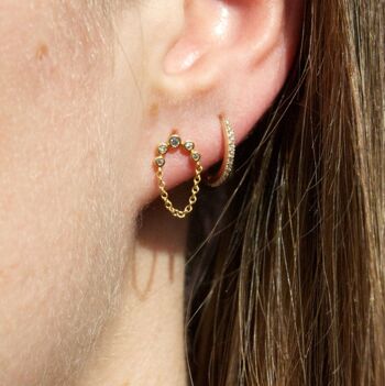 Boucles d'oreilles Circinus 5 Diamond Curve Bar Chain / Jaune 14k 2