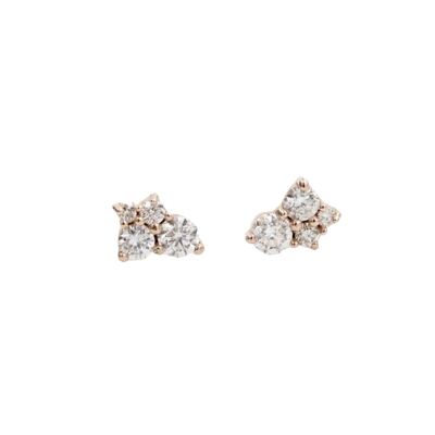 Pendientes de racimo pequeños de 4 diamantes Circinus / 14k blanco