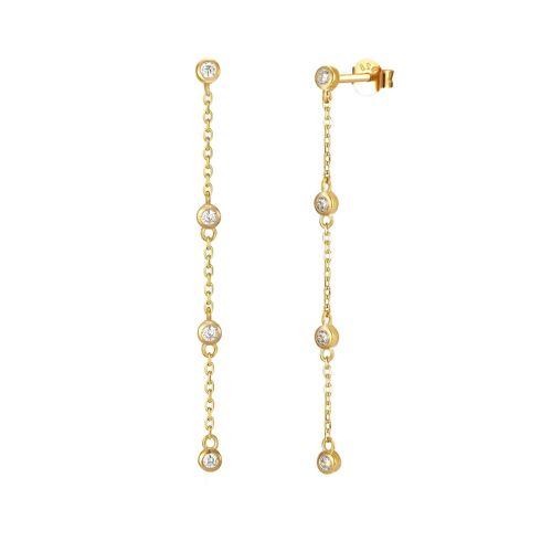 Stardust 4 Diamond Chain Drop Earrings / 9k Rose