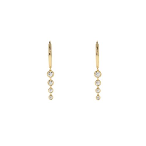 Circinus Hoop Earrings with a 3 Diamond Drop / 14k Yellow