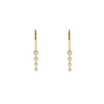 Boucles d'oreilles Circinus Hoop avec une goutte de 3 diamants / Blanc 14k 1