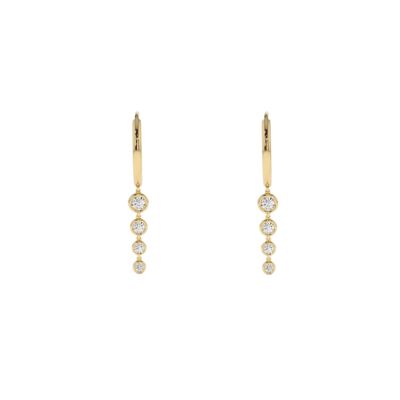 Circinus Hoop Earrings with a 3 Diamond Drop / 14k White
