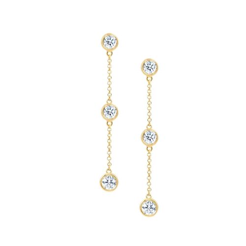 Stardust 3 Diamond Chain Drop Earrings / 9k Yellow
