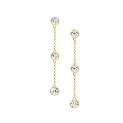 Stardust 3 Diamond Chain Drop Earrings / 9k Yellow