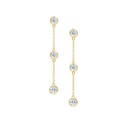 Boucles d'Oreilles Stardust Chaîne 3 Diamants / Blanc 9k