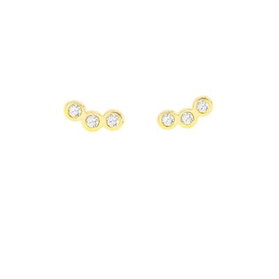 Circinus 3 Diamond Curved Bar Earrings Small / 14k Yellow