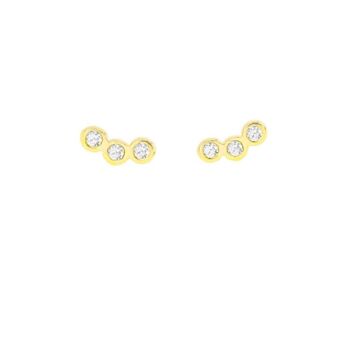 Boucles d'oreilles barre incurvée Circinus 3 diamants petit / blanc 14 carats 1