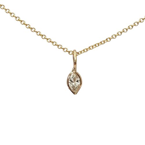Sirius Marquis Diamond Bezel Set Pendant Necklace / 14k White