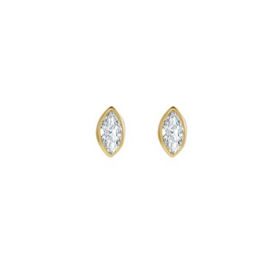 Sirius Marquis Diamond Bezel Set Stud Earrings / 14k Yellow