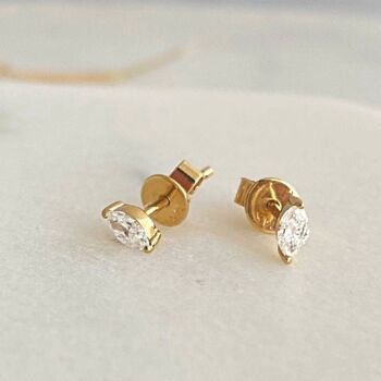 Boucles d'oreilles à tige serties de griffes de diamants Sirius Marquis / Jaune 14 carats 5