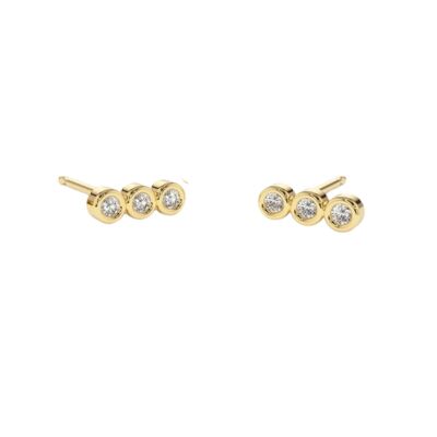 Pendientes de barra Circinus con 3 diamantes grandes / 14k Blanco