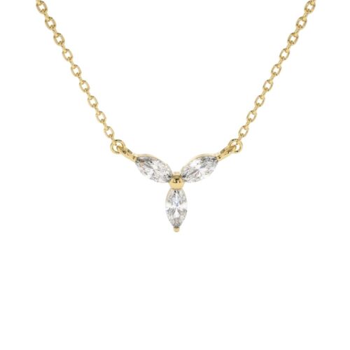 Sirius 3 Marquis Triangle Pendant Necklace / 14k White