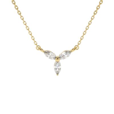 Sirius 3 Marquis Triangle Pendant Necklace / 14k White