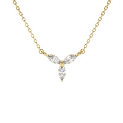 Collana con ciondolo triangolare Sirius 3 Marquis / 14k bianco