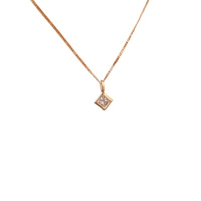 Pegasus Princess Cut Diamond Bezel Set Pendant Necklace / 14k White