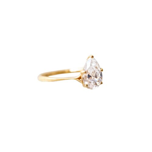 Cassiopeia Pear Diamond Claw Set Ring 4