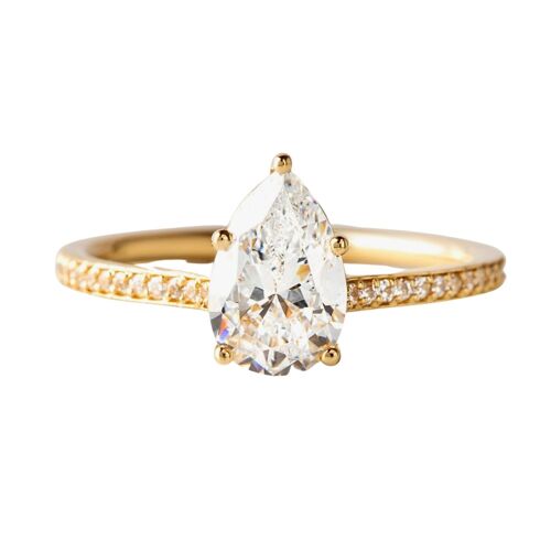 Cassiopeia Pear Diamond Pave Claw Set Ring 1