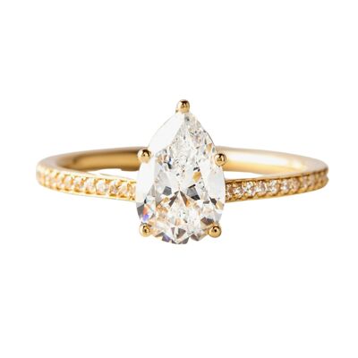 Cassiopée Poire Diamant Pavé Griffe Sertie Bague 7