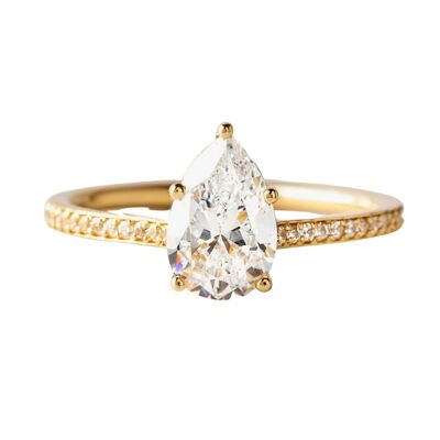 Cassiopeia Pear Diamond Pave Claw Set Ring 9