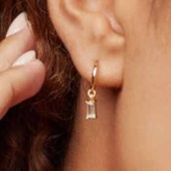 Boucles d'oreilles Andromeda Baguette Diamond Hoop / Jaune 14k 2