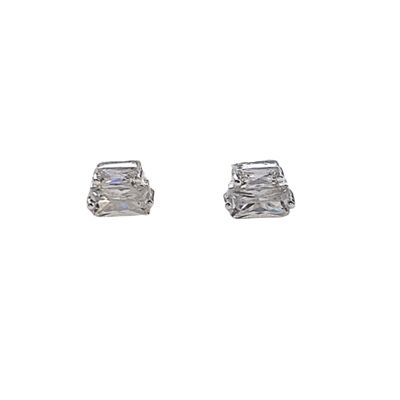 Andromeda Double Baguette Diamond Stud Aretes / 14k Amarillo