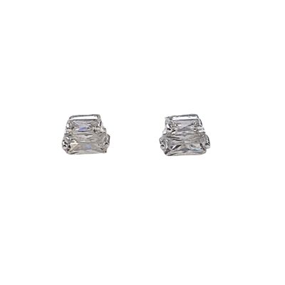 Andromeda Double Baguette Diamond Stud Earrings / 14k Yellow