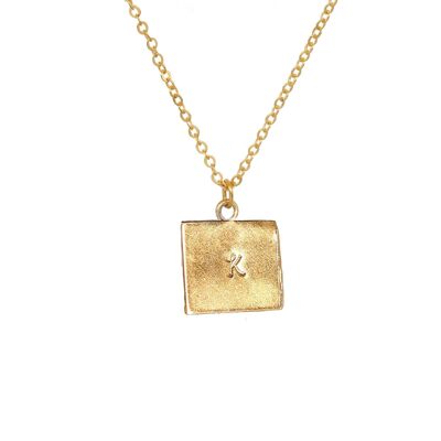 Gravierbare quadratische Halskette aus Gold / 9 Karat Gelb