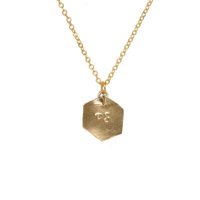 Engravable Gold Hexagon Necklace / 9k white