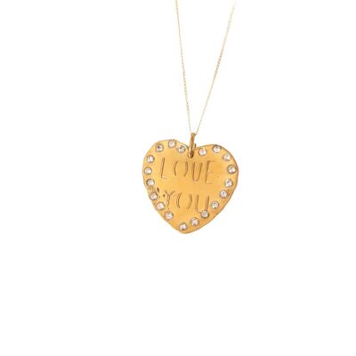 Love You Surrounded by Diamonds Necklace / 9k yellow