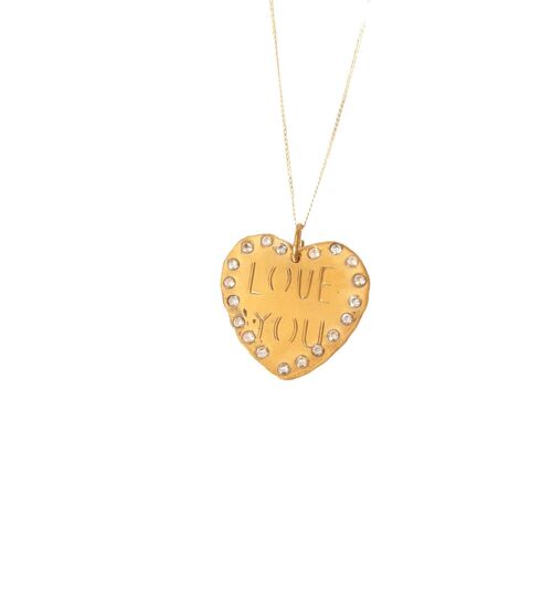 Love You Surrounded by Diamonds Necklace / 9k rose