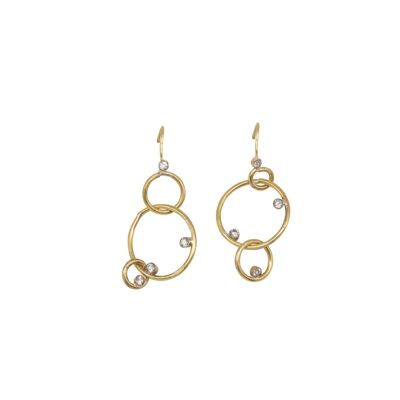 Pendientes colgantes con círculo de diamantes Procyon / 9k amarillo