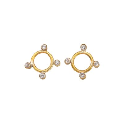 Pendientes de círculo de diamantes Rhea / 9k amarillo