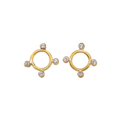Rhea Diamond Circle Earrings / 9k white