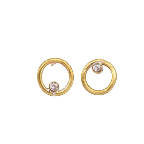 Pollux Diamond Circle Earrings / 9k rose
