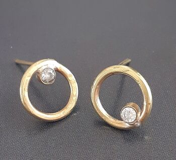 Boucles d'oreilles cercle diamant Pollux / rose 9k 2