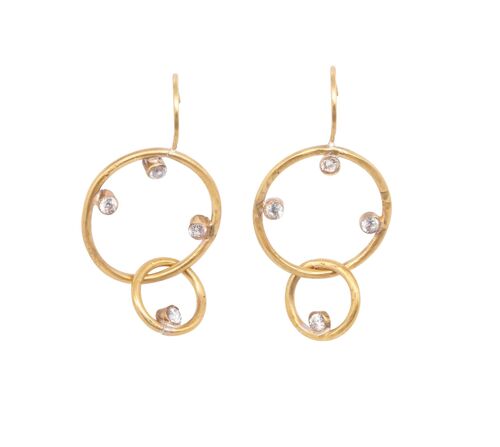 Deneb Diamond Drop Circle Earrings / 9k yellow