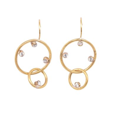 Deneb Diamond Drop Circle Earrings / 9k yellow